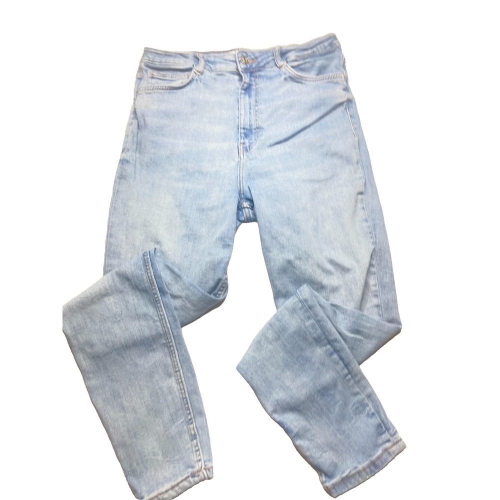 Zara‎ Mom Jeans Womens 6 Light Wash High Rise Skinny Denim Minimalist Streetwear